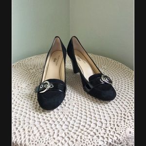 Black Suede Anne Klein buckle Heels - 6.5M